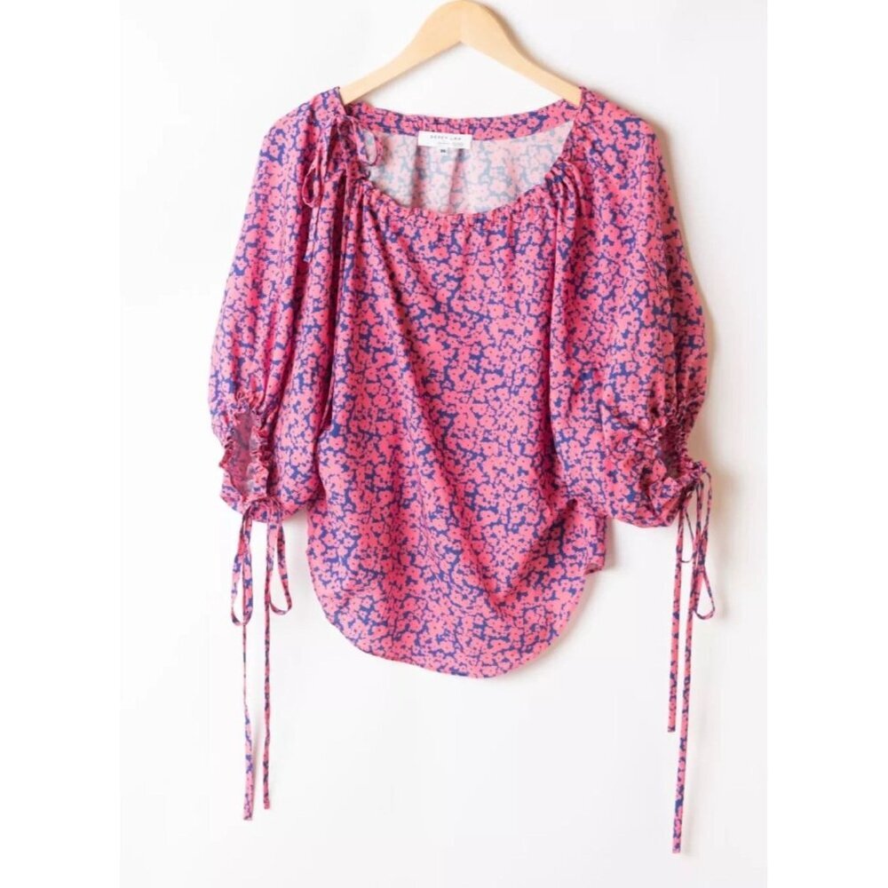 Derek Lam Pink and Blue Floral Blouse